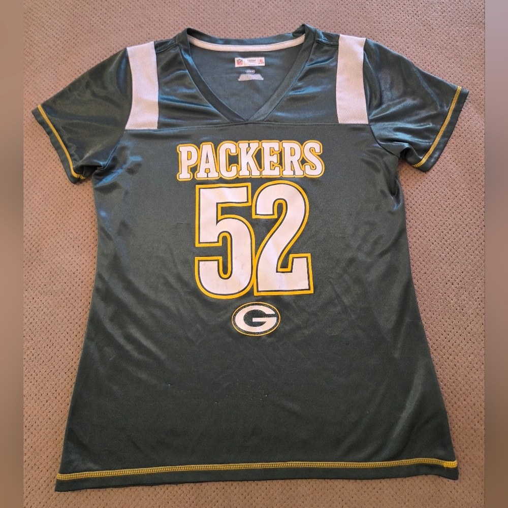 Green Packers #52 Women's V-Neck Jersey